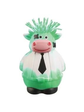 🔥Ja-Ru Irre-Squish-Tible! 4" Corporate Cow Squeeze Toy GREEN/WHITE BNWT🔥